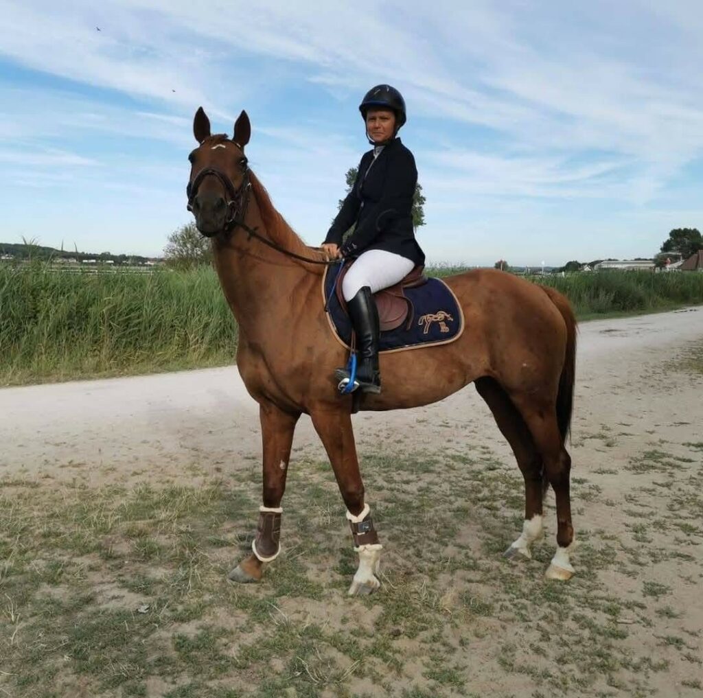 Une cavalière sur son cheval